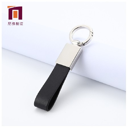 Zinc alloy leather keychain metal PU leather cowhide keychain 4S store creative car logo gift pendant